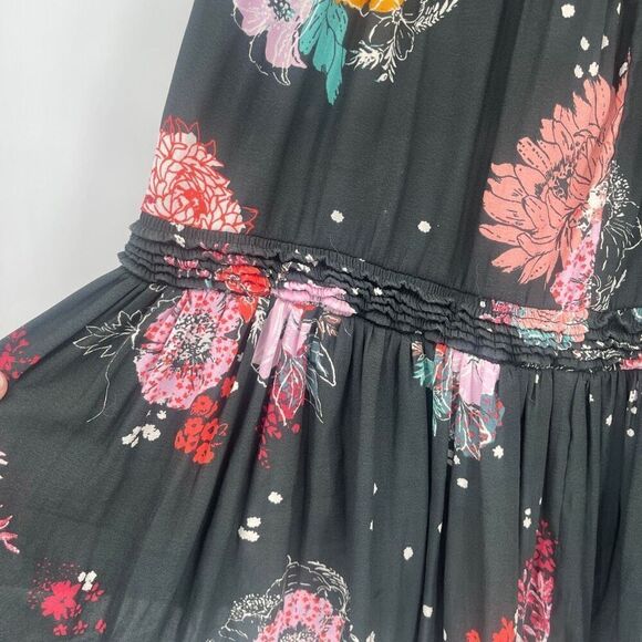 Free People Women's Black Haze Multicolored Floral Tunic Mini Dress Size XS - Picture 6 of 6